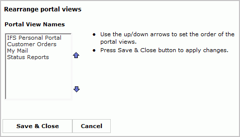 Rearrange portal views popup window contents